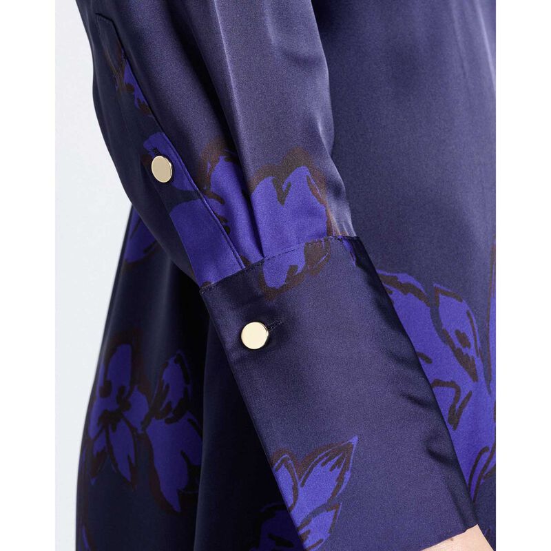 Cue Dark Cobalt Brushwork Floral Gathered Midi Dress image number 2